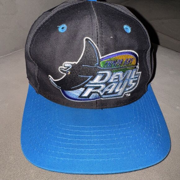VINTAGE Tampa Bay Devil Rays Hat Cap Snap Back MLB Baseball Logo 7 90s - Picture 1 of 9
